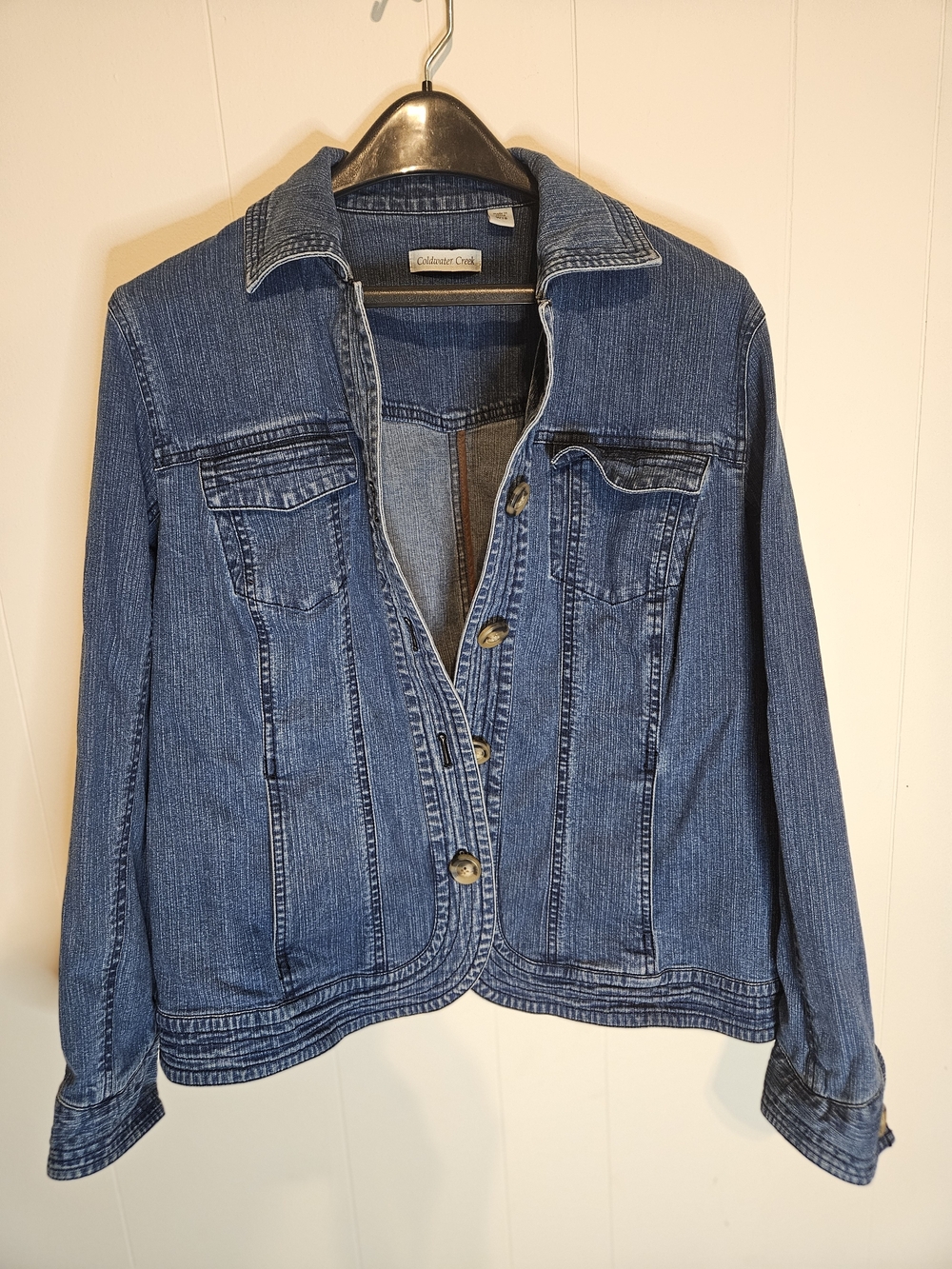 Coldwater Creek Women's Medium Blue Denim Jacket with Button Front